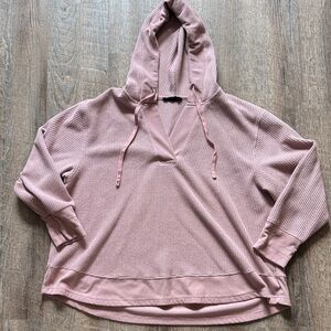 Jane and Delancey Dusty Rose Waffle-Knit Hooded Top